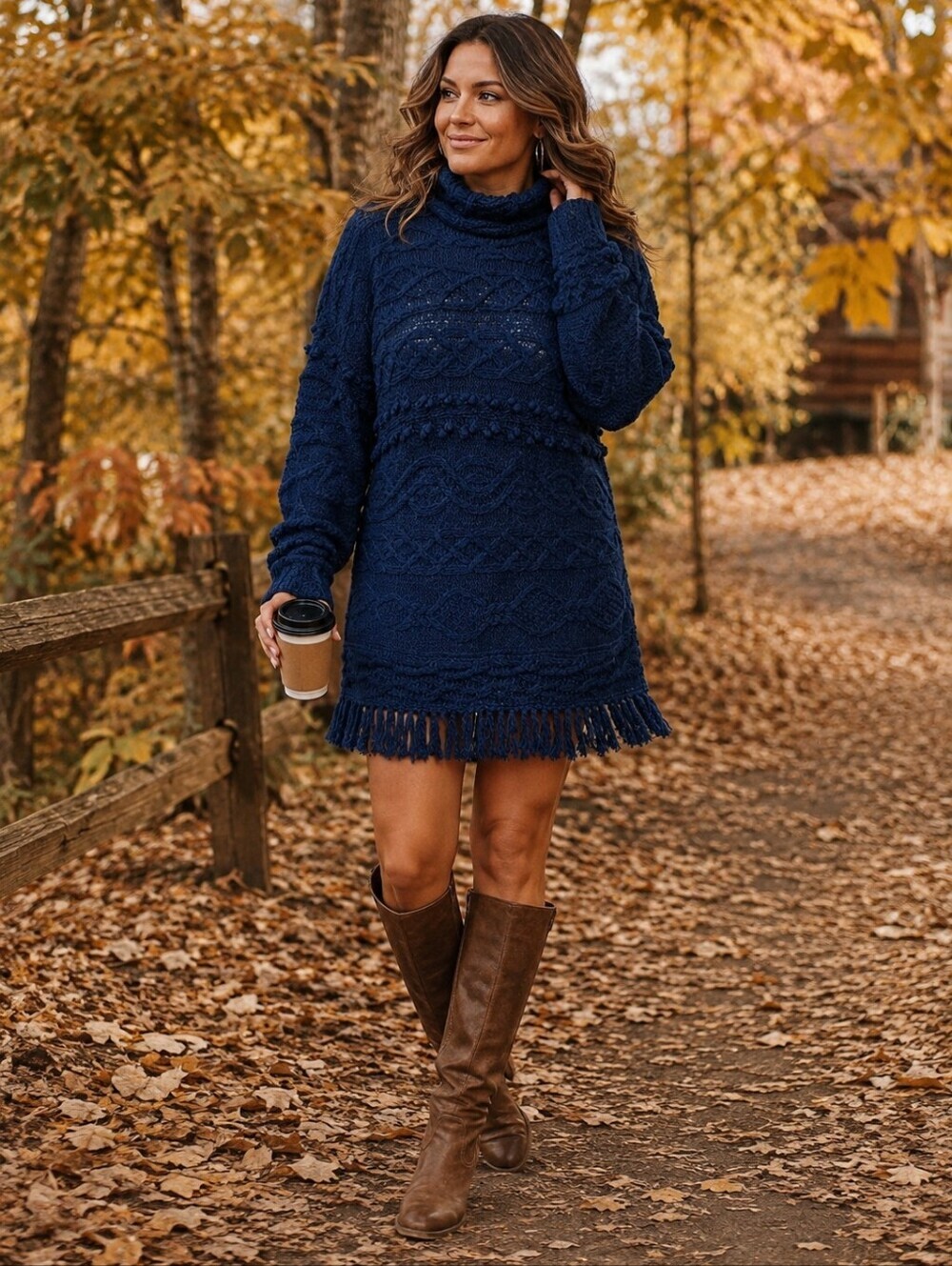 RARE Vintage Hand Knit Sweater Dress | Boho Fisherman Cable Knit Fringe | Cotton